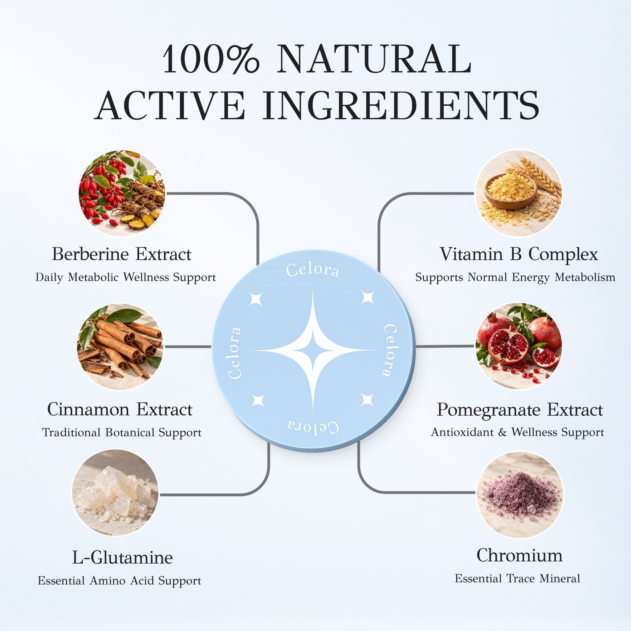 Berberine patch ingredients including berberine, cinnamon, pomegranate, vitamin B complex, L-glutamine and chromium
